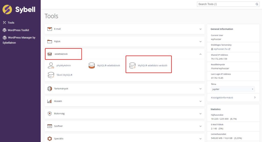 9 mysql adatbazis varazslo cpanel