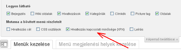 Bővített menü