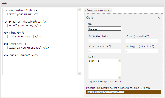 Contact Form 7 testreszabása