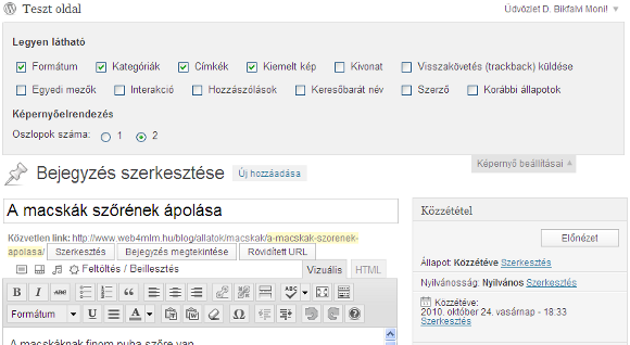 A Szerkesztő ablakainak beállítása