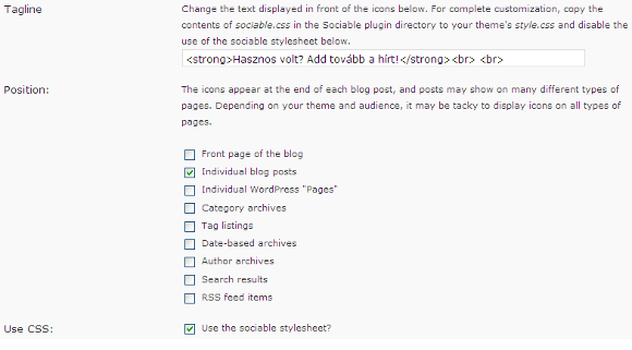 Sociable beállítása